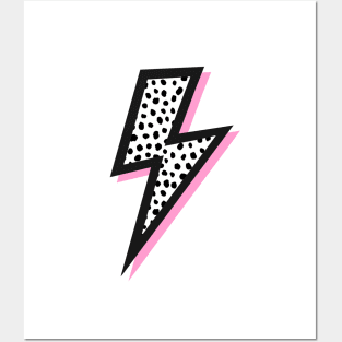 Dalmatian Spots, Black and Pink, Lightning Bolts Posters and Art